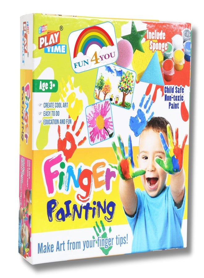 Fun4you Finger Hand Paint Color Kit for Kids 6 Washable Colours Wooden Spatula Painting Book Sheets Safe & Non-Toxic Craft Set for Age 3+ For Boy Girl - Image 1